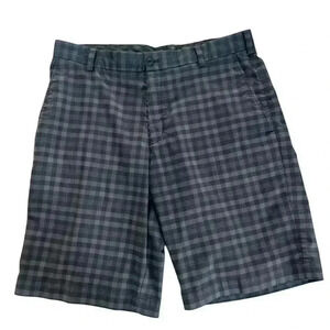 Nike Golf Shorts Gray Plaid Flat Front Men’s Size 34